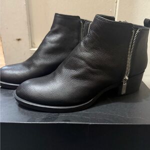Kenneth Cole Black Pebbled Leather Ankle Booties